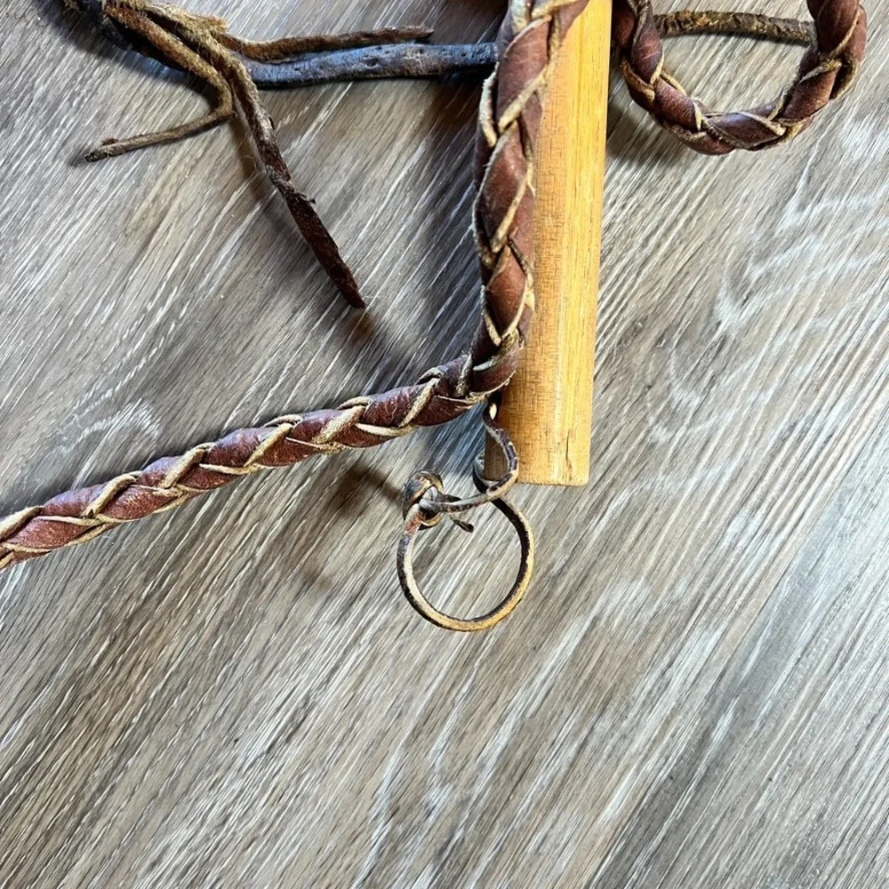 Vintage Leather &‎ Wood Braided Whip – Western Decor or Costume Prop Cosplay